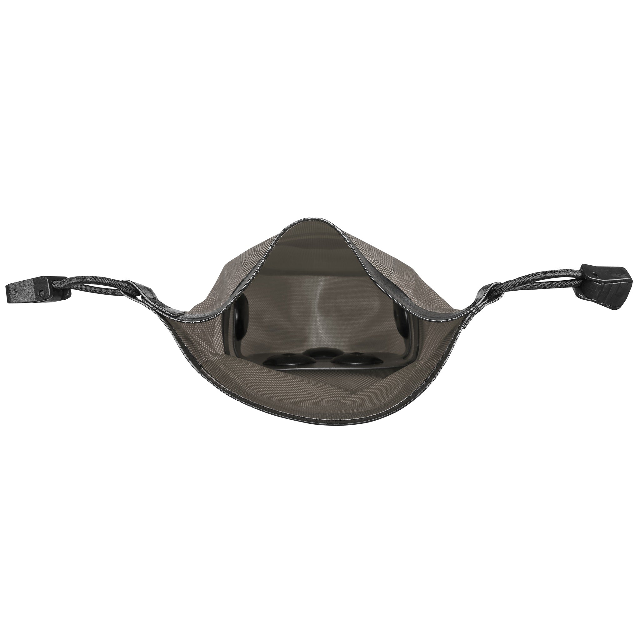 Inside view of ORTLIEB Micro-Bag 0.8L in dark sand with open roll closure