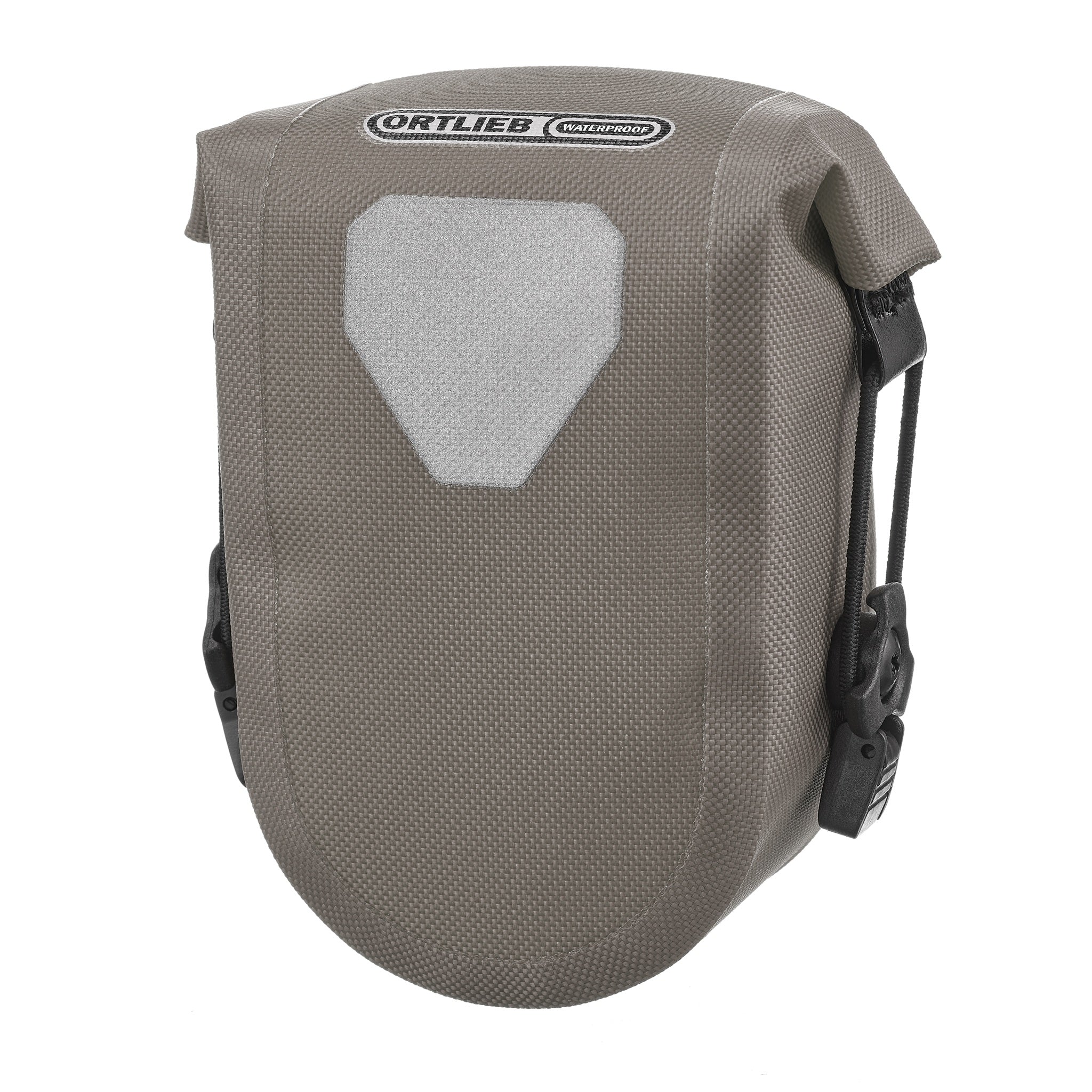 Side view of ORTLIEB Micro-Bag 0.8L in dark sand with mounting system